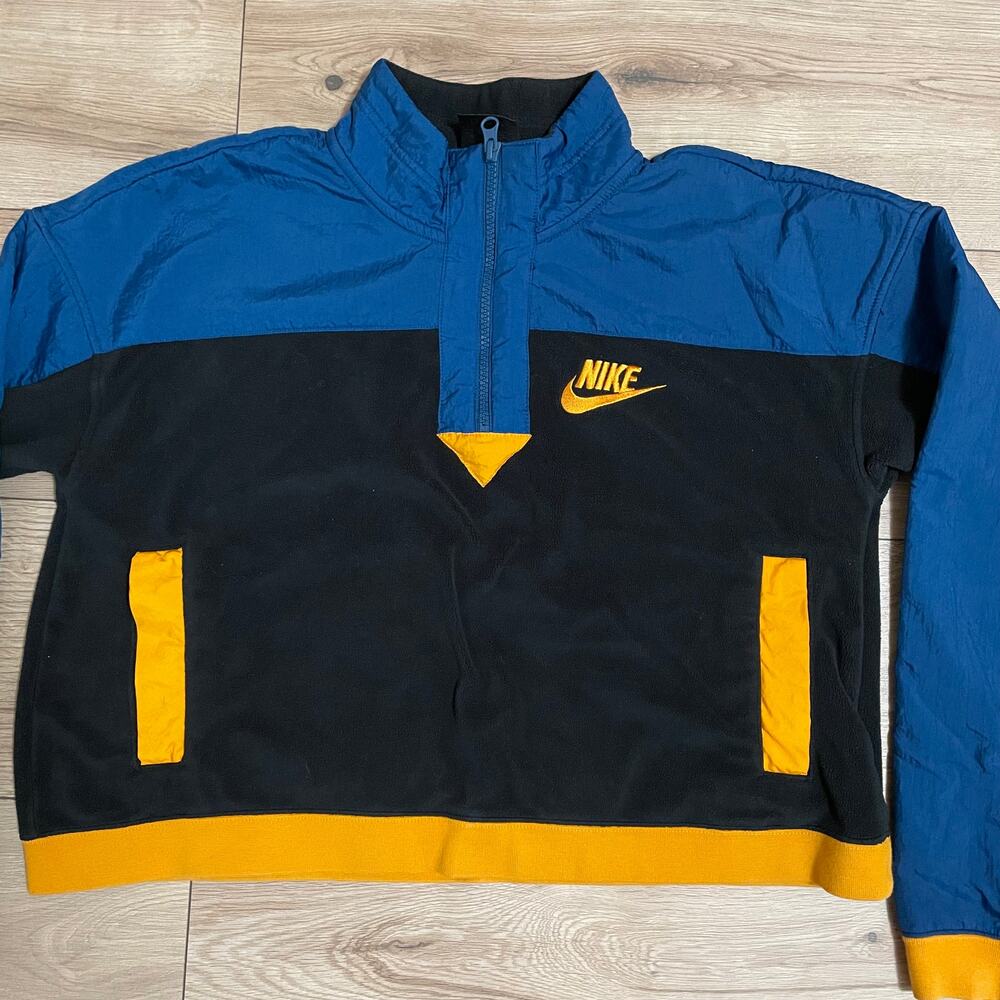 Nike Blue Black and Yellow Colorblock Half-Zip Sweatshirt